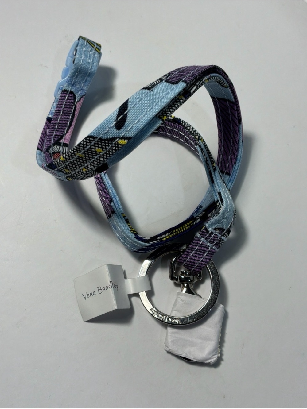 NWT Vera Bradley Breakaway Lanyard in Blue Butterfly Ring and Lobster Clip